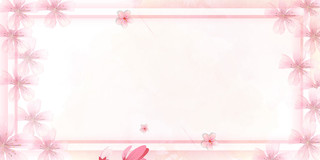 粉色清新春天桃花花瓣花卉花朵桃花边框展板背景